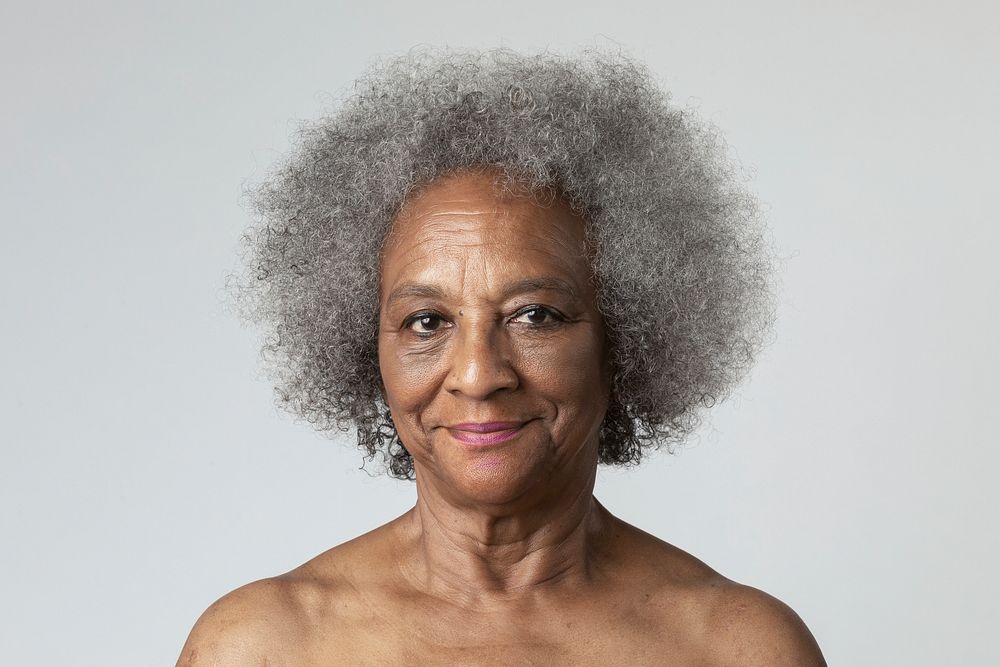 Portrait of a semi-nude senior African American woman