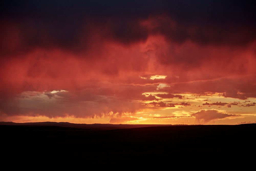 A beautiful sunset in rural Goshen County, Wyoming, near Guernsey. Original image from Carol M. Highsmith&rsquo;s America…
