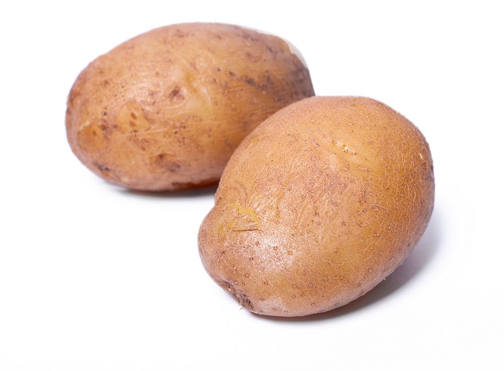 Free close up potatoes in white background image, public domain vegetable CC0 photo.