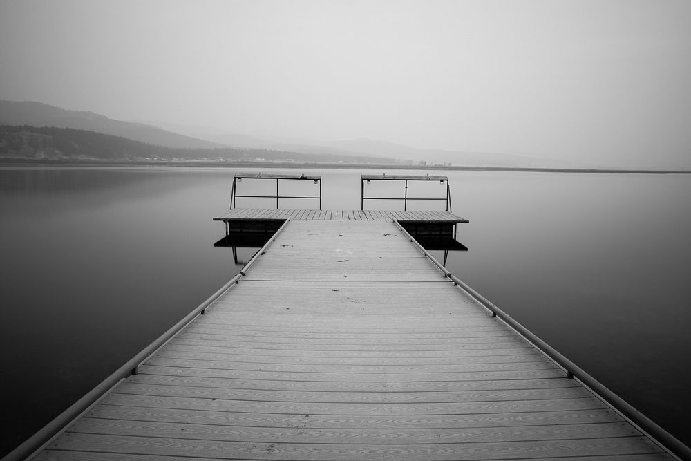 Free gray dock at lake photo, public domain travel CC0 image.