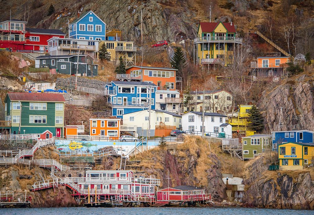 Free colorful houses, Newfoundland, Canada image, public domain CC0 photo.