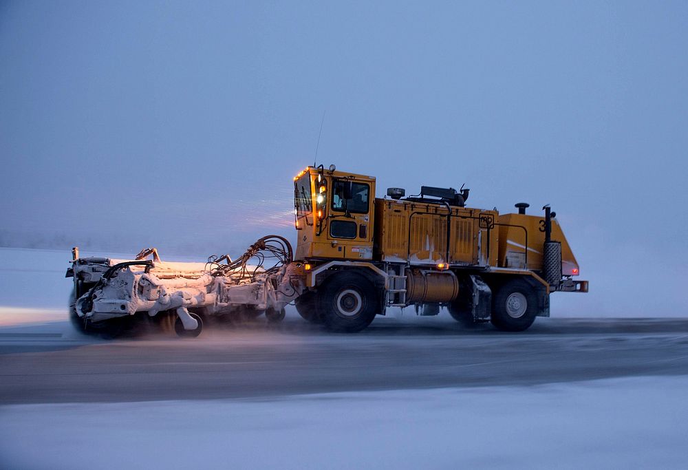 Free truck on snowy road image, public domain CC0 photo.