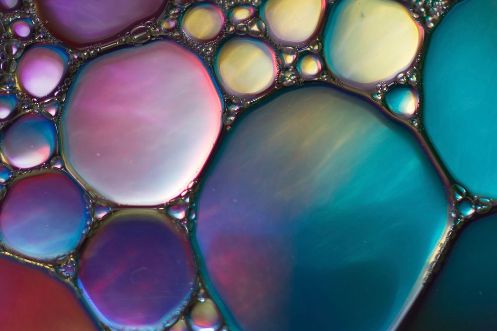 Free oil in water macro image, public domain abstract bubbles CC0 photo.