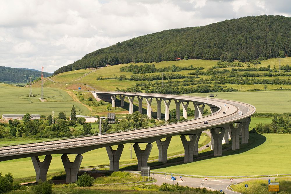 Free road through landscape image, public domain nature CC0 photo.