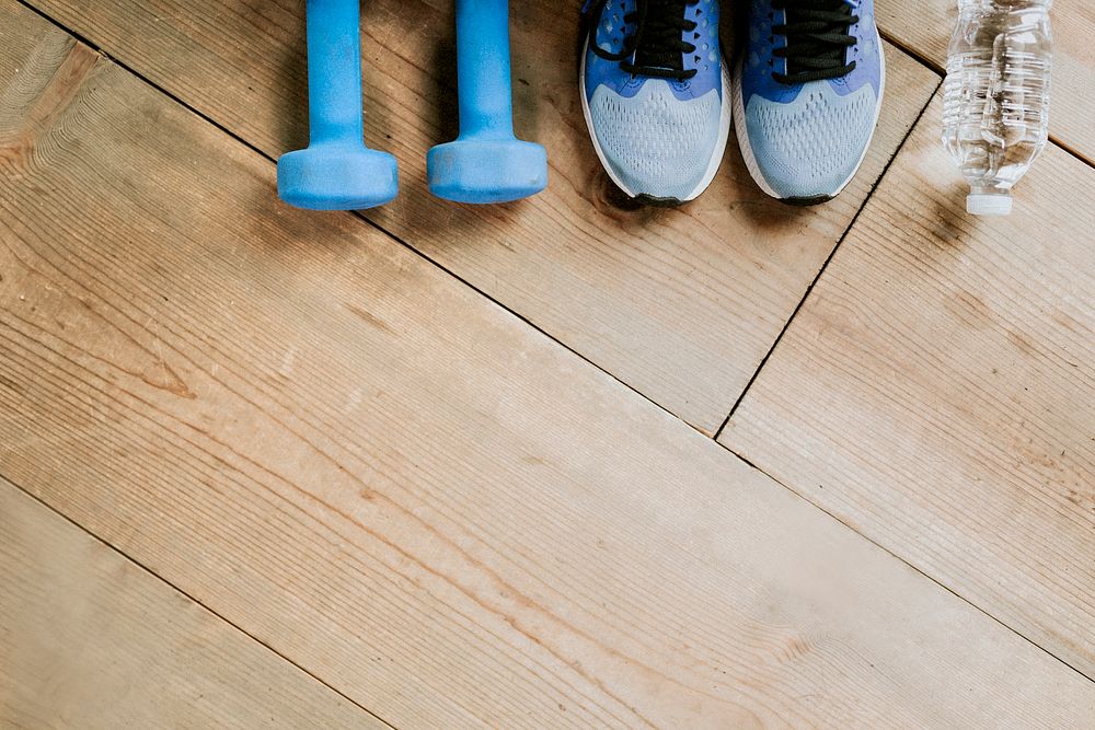 Fitness equipment on a wooden floor