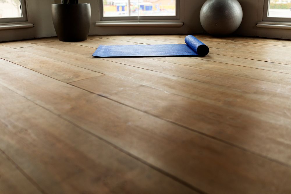 Empty yoga room with natural light