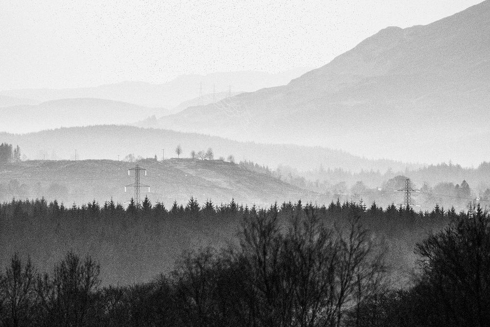 Misty view of Glen Coe in Scotland
