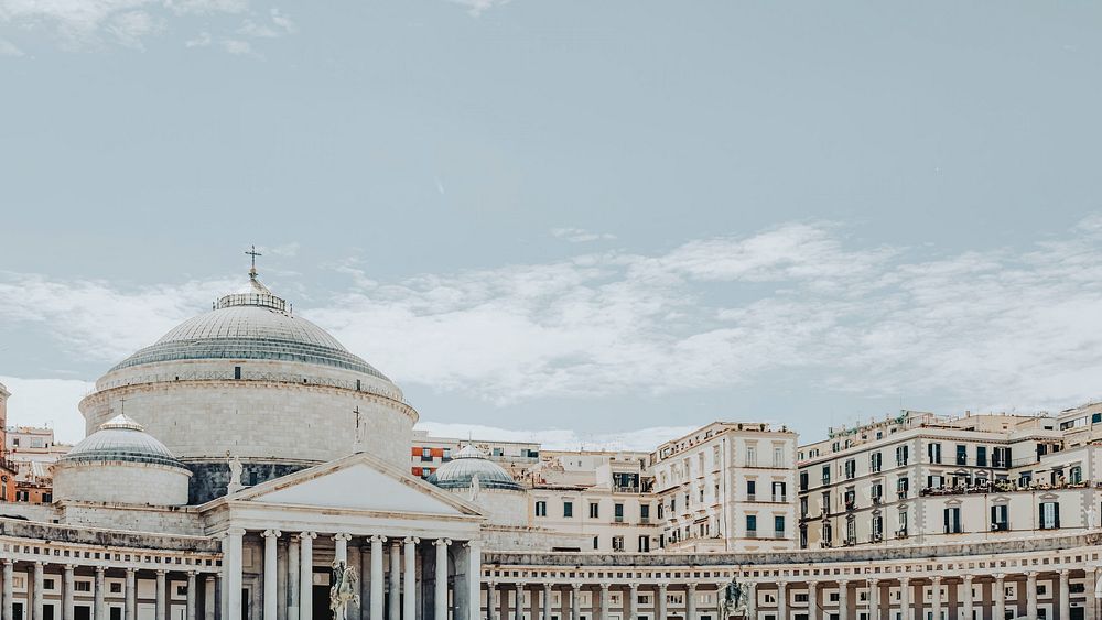 Piazza del Plebiscito, public square in central of Naples, Italy