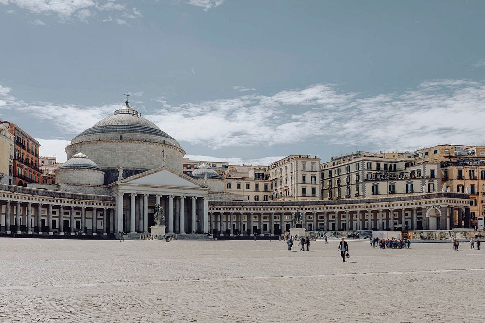 Piazza del Plebiscito, public square in central of Naples, Italy