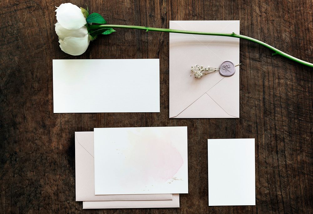 Blank floral envelope mockup set