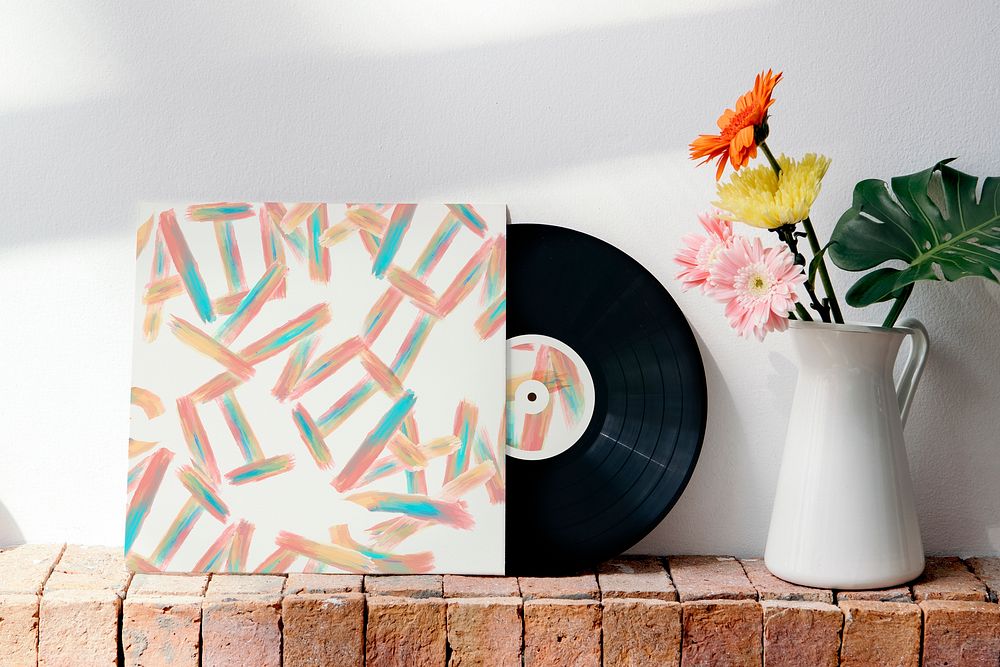 Retro colorful vinyl cover mockup