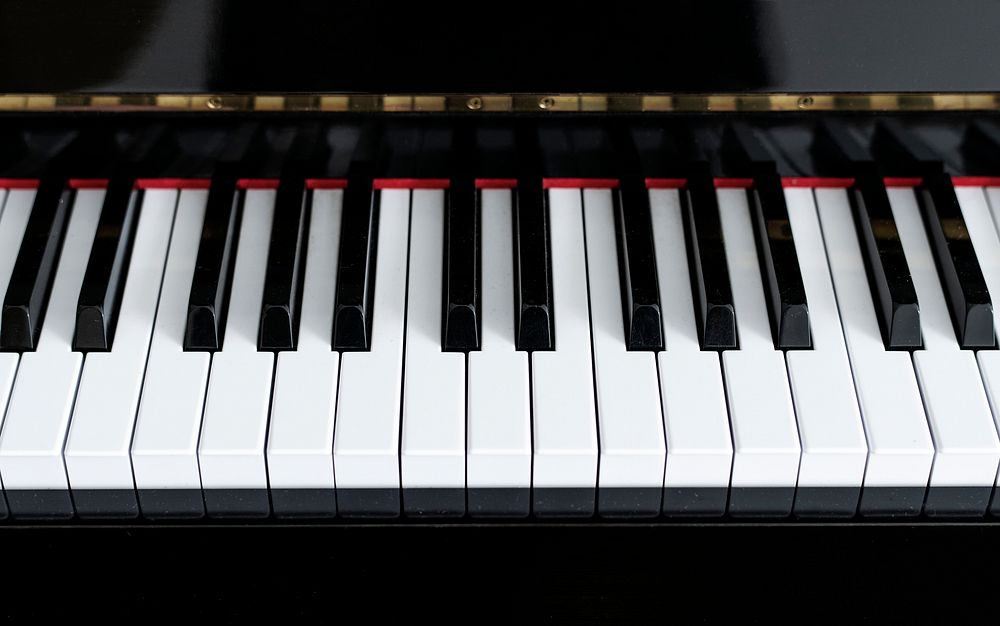 Closeup of grand piano keys