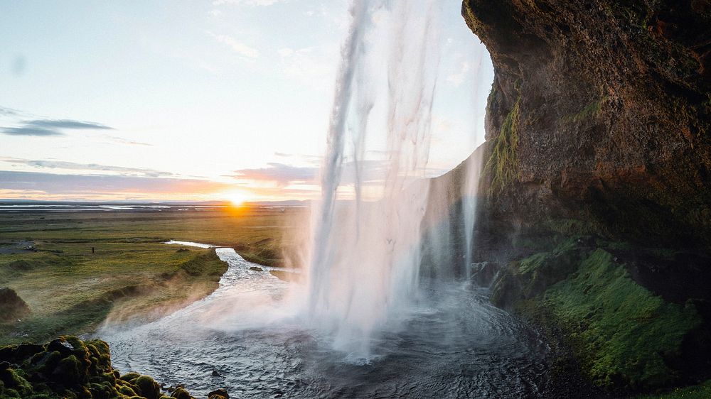 Waterfall desktop wallpaper background, HD aesthetic nature photo