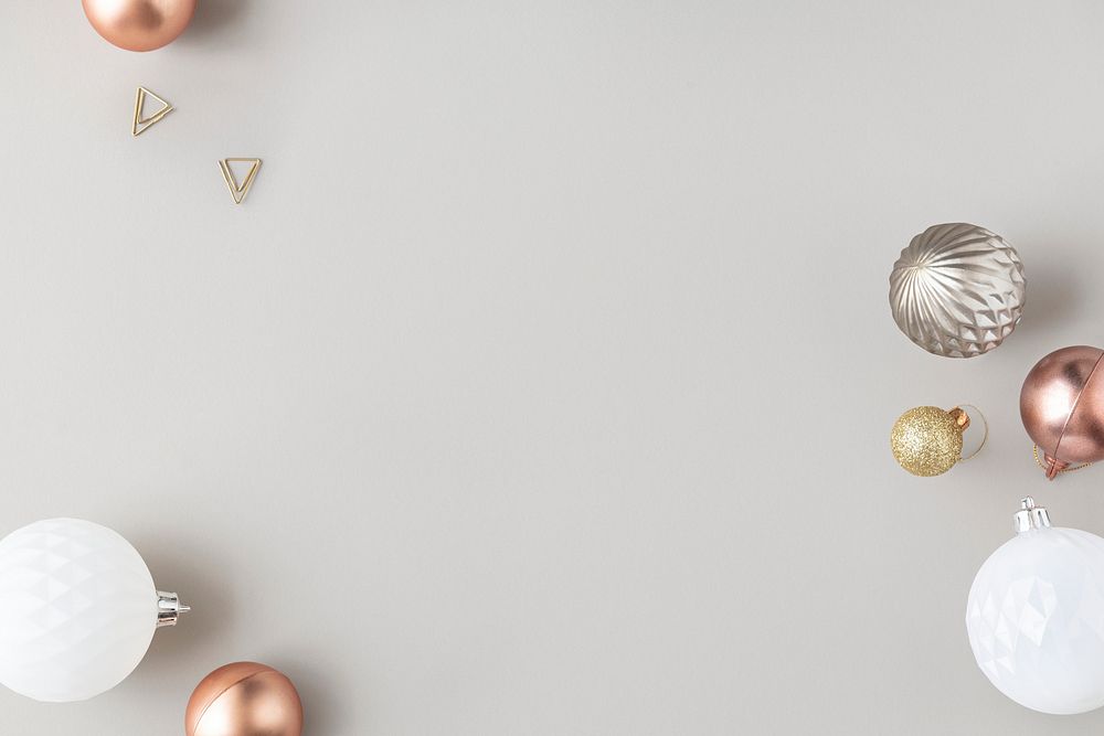 Christmas ornaments on a gray background