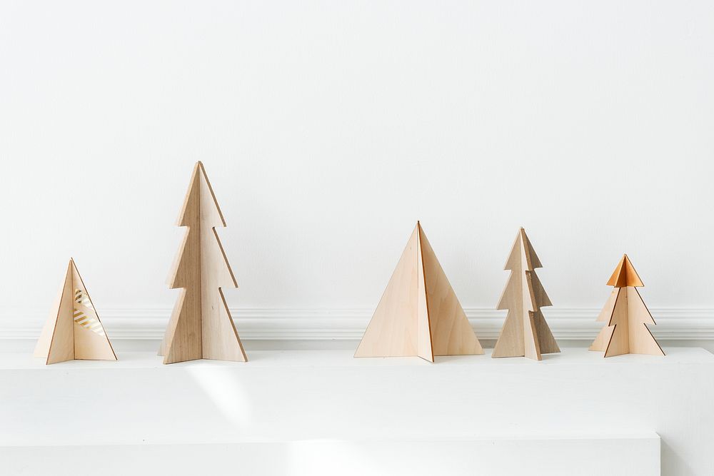Wooden Christmas tree on a table