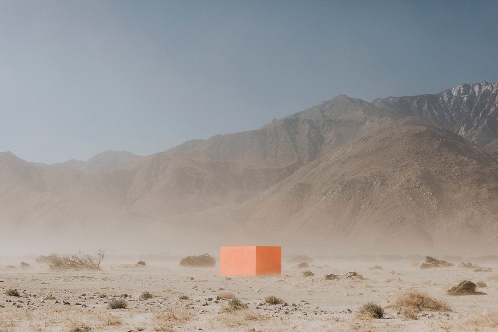 Orange cube in the Californian desert