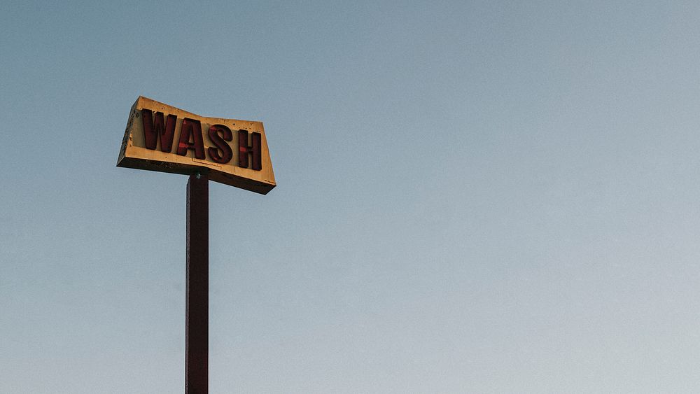 Old rustic car wash sign in California