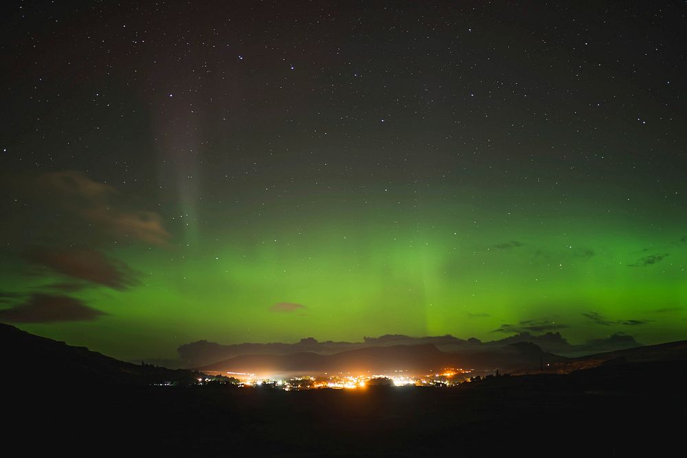 Aurora borealis over the Isle of Skye in Scotland