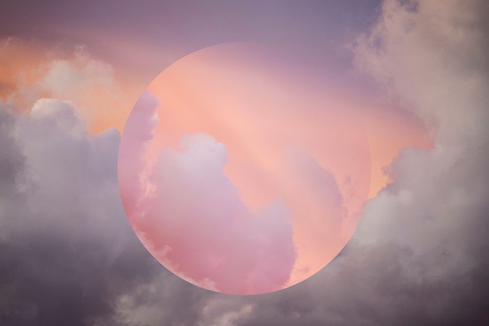 Round frame on cloudy sky background