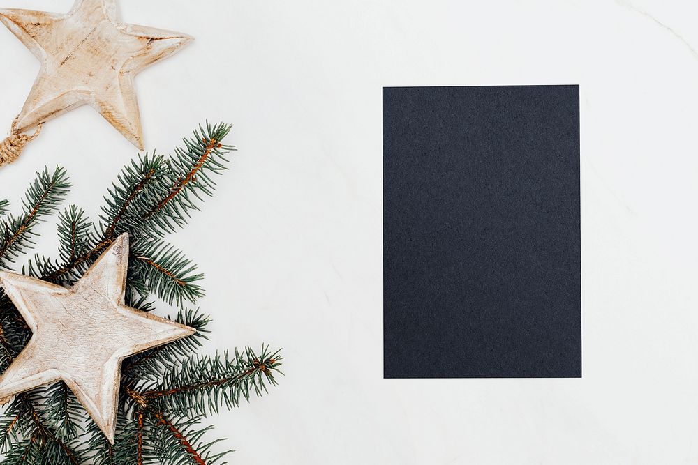 Blank navy blue Christmas card template