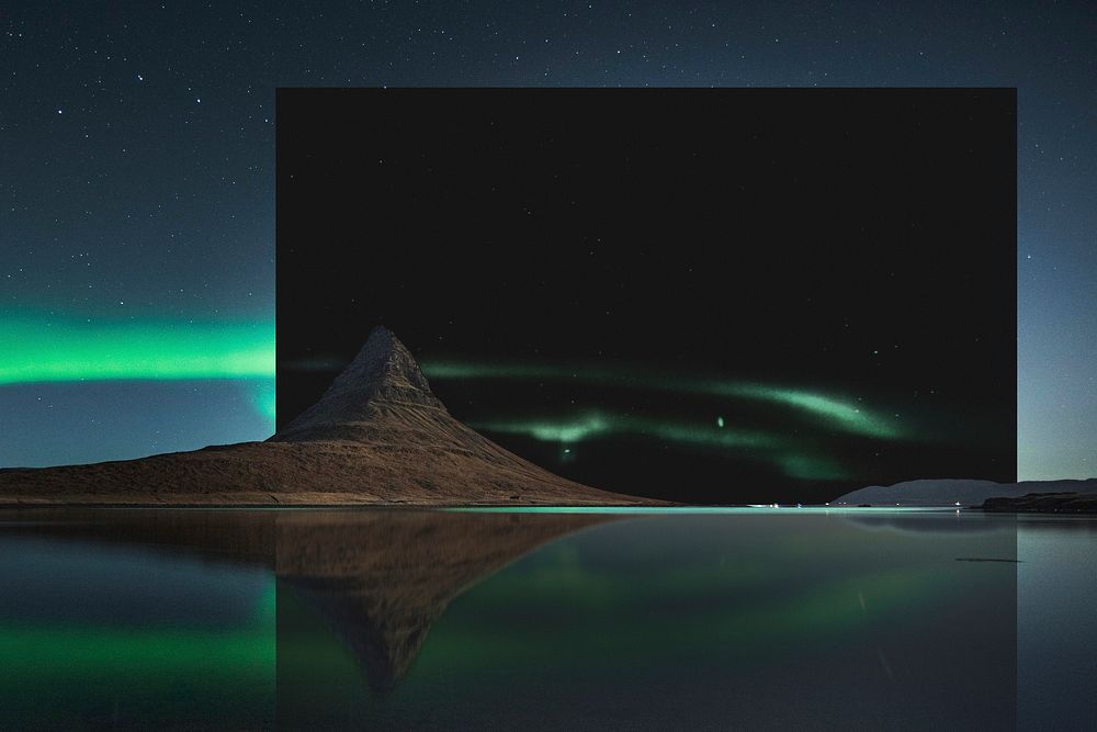 Kirkjufell Northern lights, Iceland mockup frame