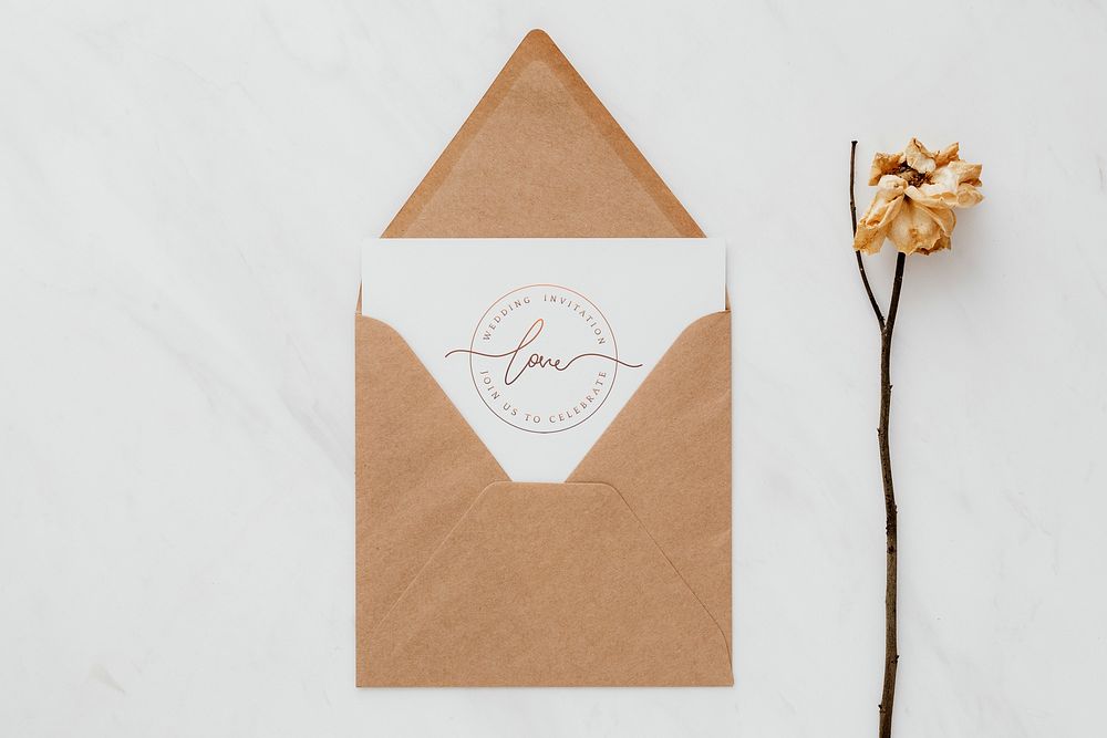Brown paper with a card psd mockup