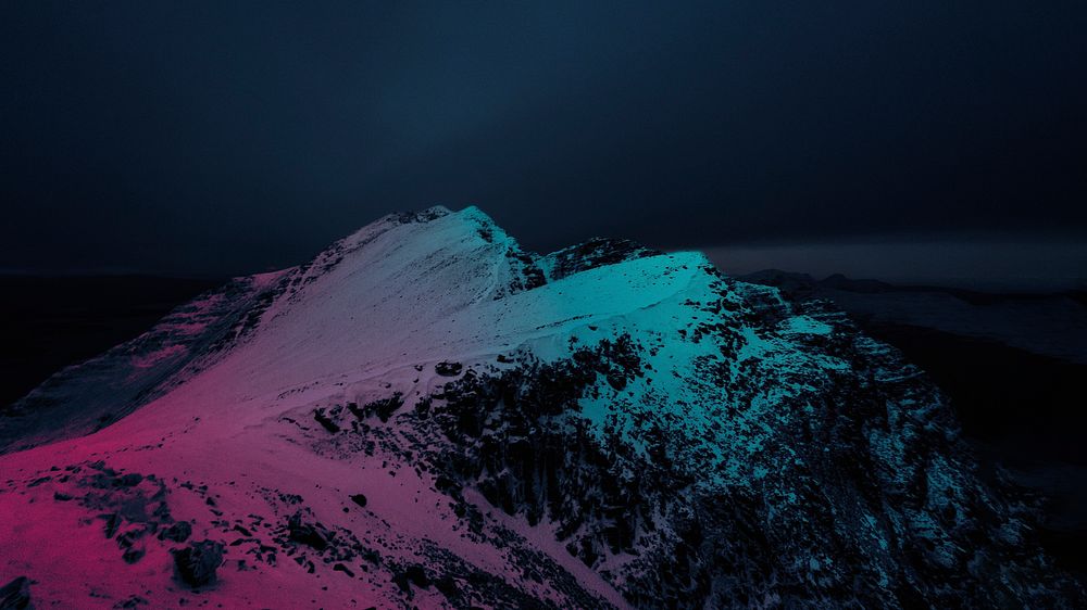 Snowy mountain with a neon | Premium Photo - rawpixel