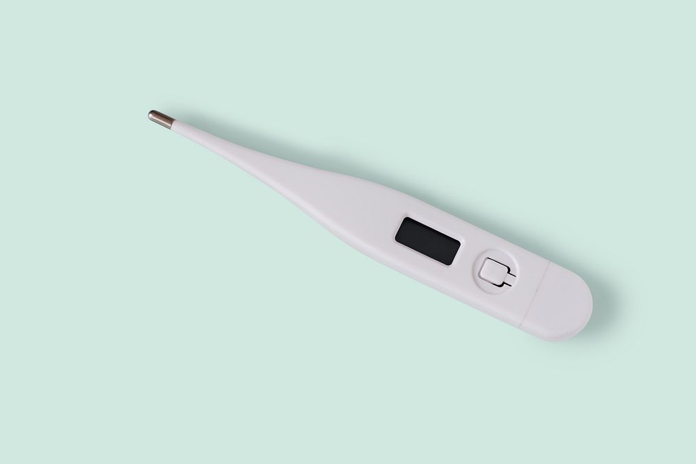 White digital thermometer mockup