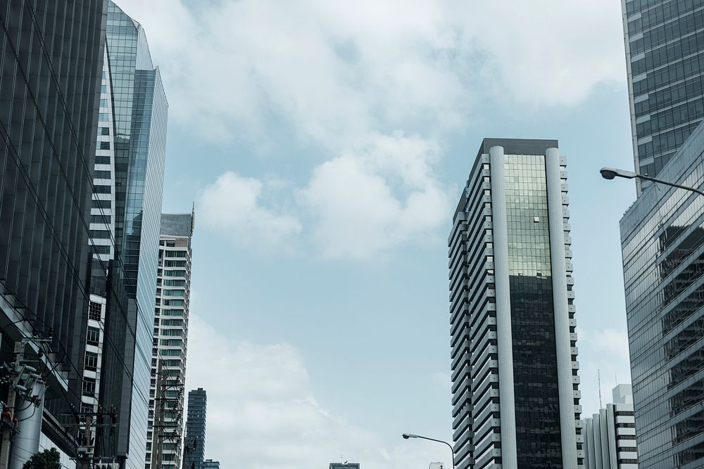 Downtown skyscrapers during coronavirus pandemic 