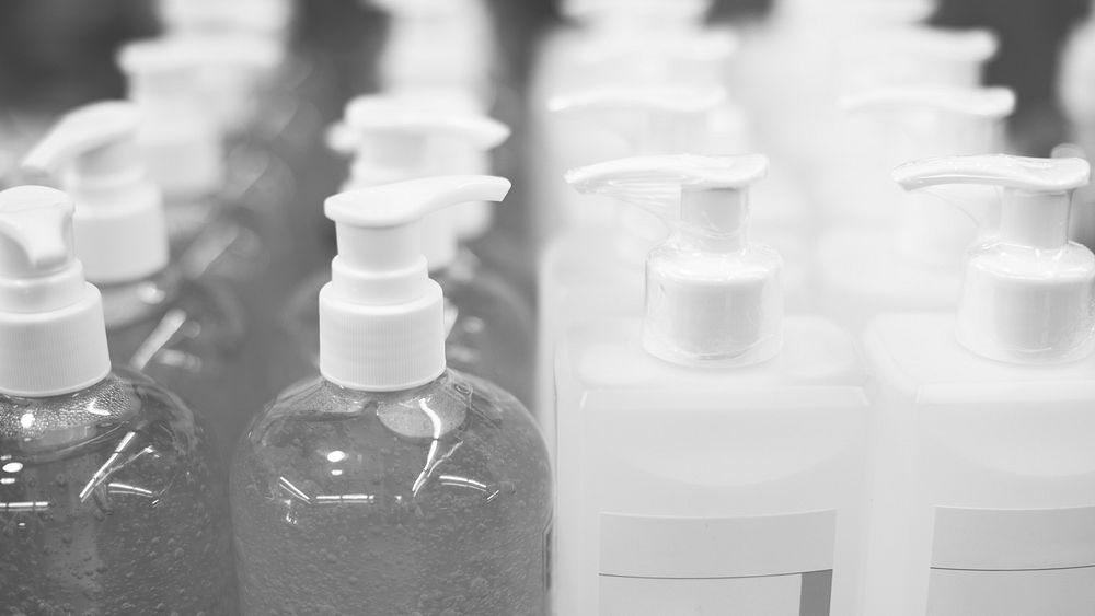 Hand sanitizer in pump bottles