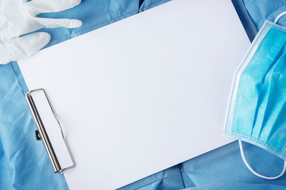 Paper clipboard on a doctor suit mockup