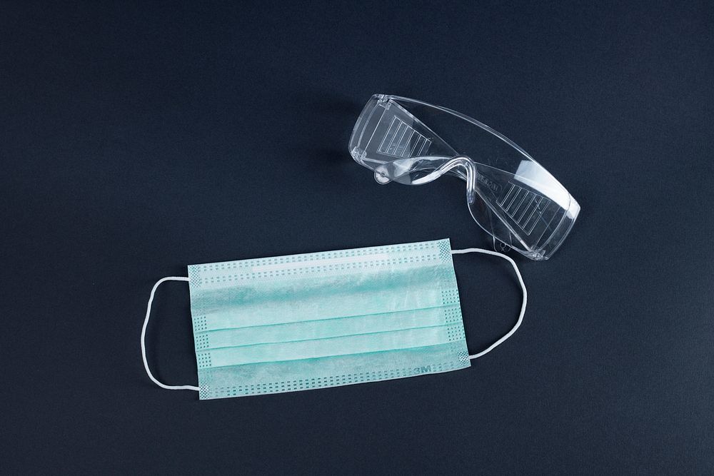 Face mask by goggles for coronavirus protection