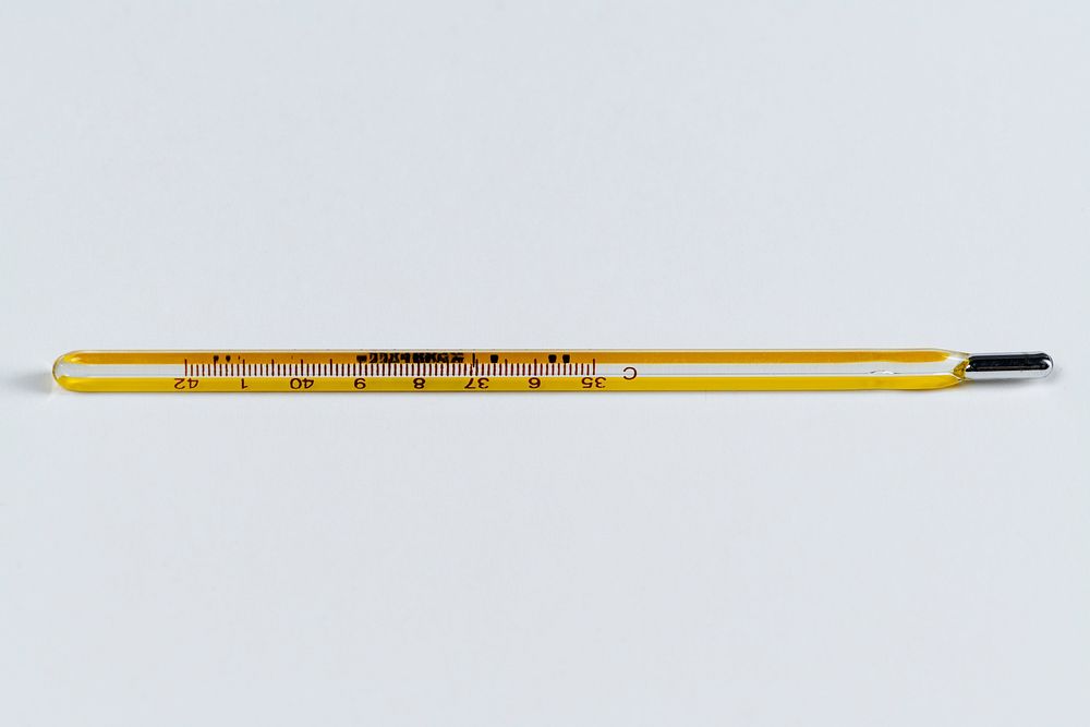 Mercury thermometer on a white background 