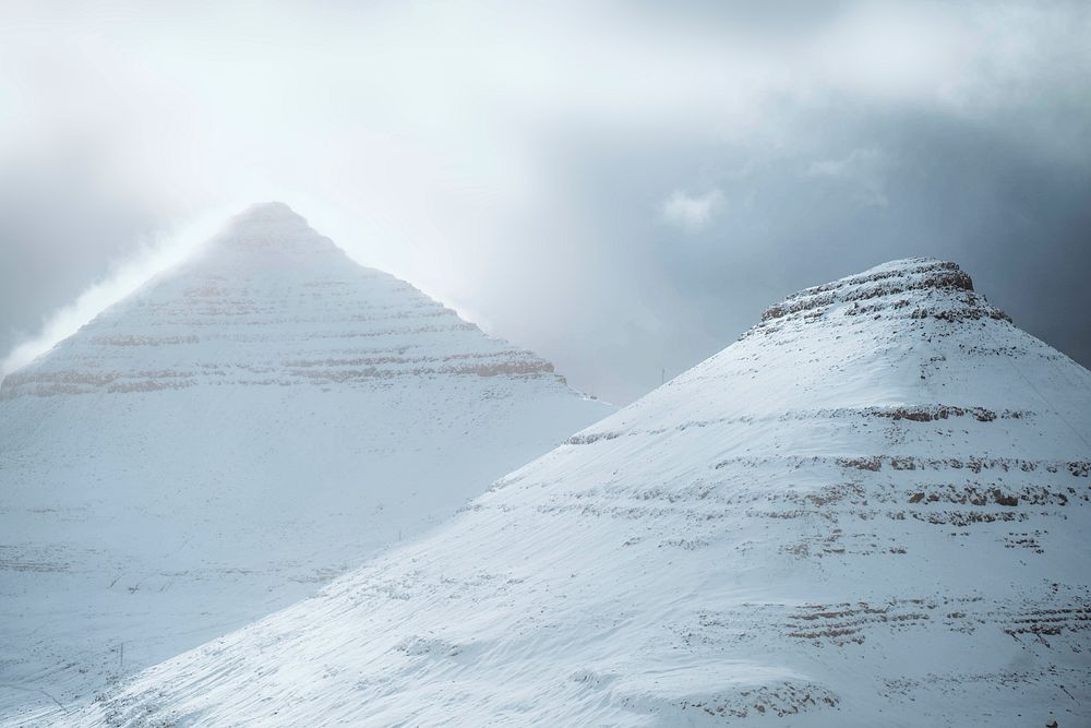 View of snowy Faroe Islands, part of the Kingdom of Denmark