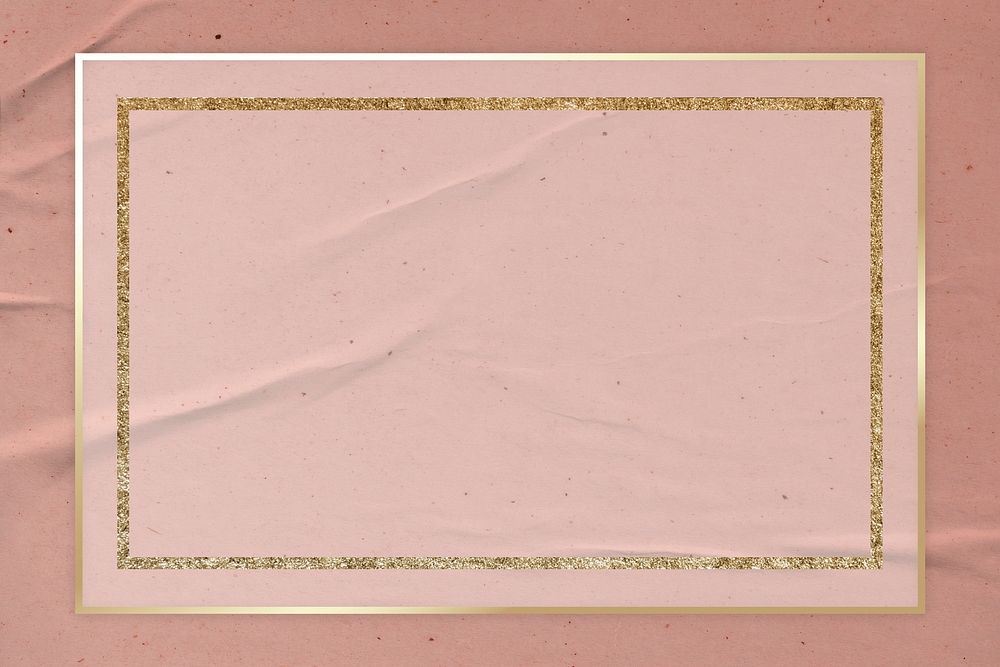 Gold frame and pink border on pastel pink background 