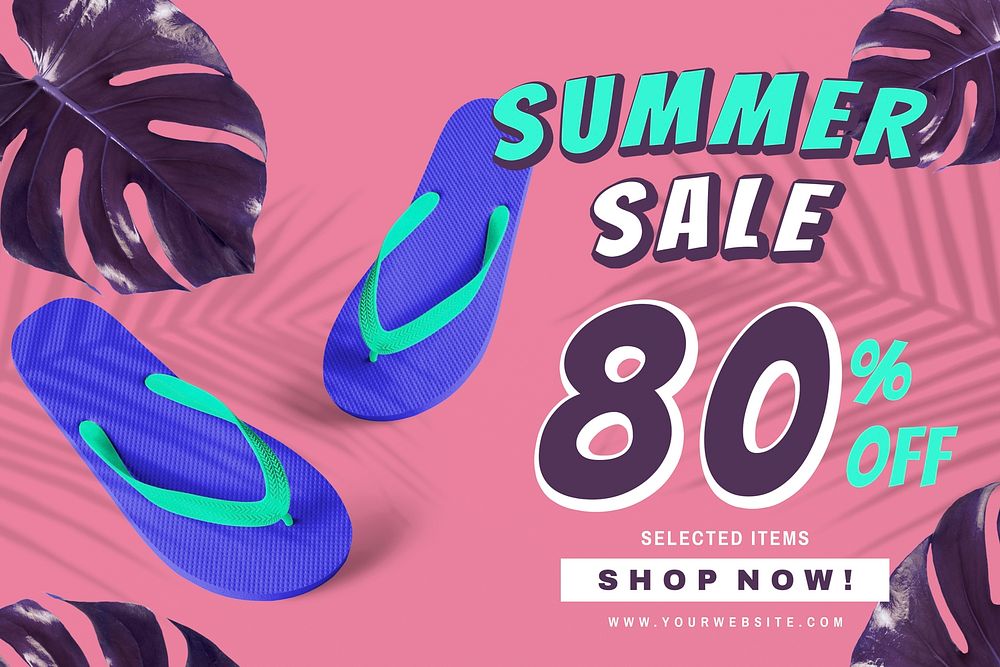 80% off summer sale template promotion advertisement