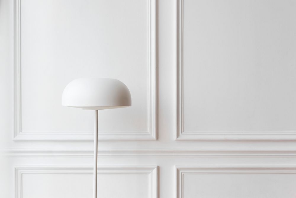 White wall and lamp in minimal style