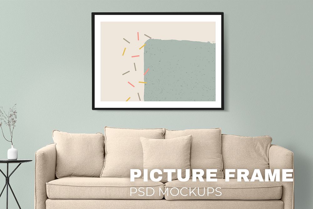Minimal picture frame mockup psd wall decoration home interior