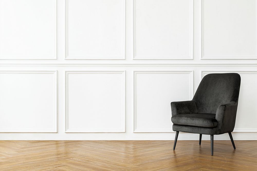 Black armchair in minimal designed living room