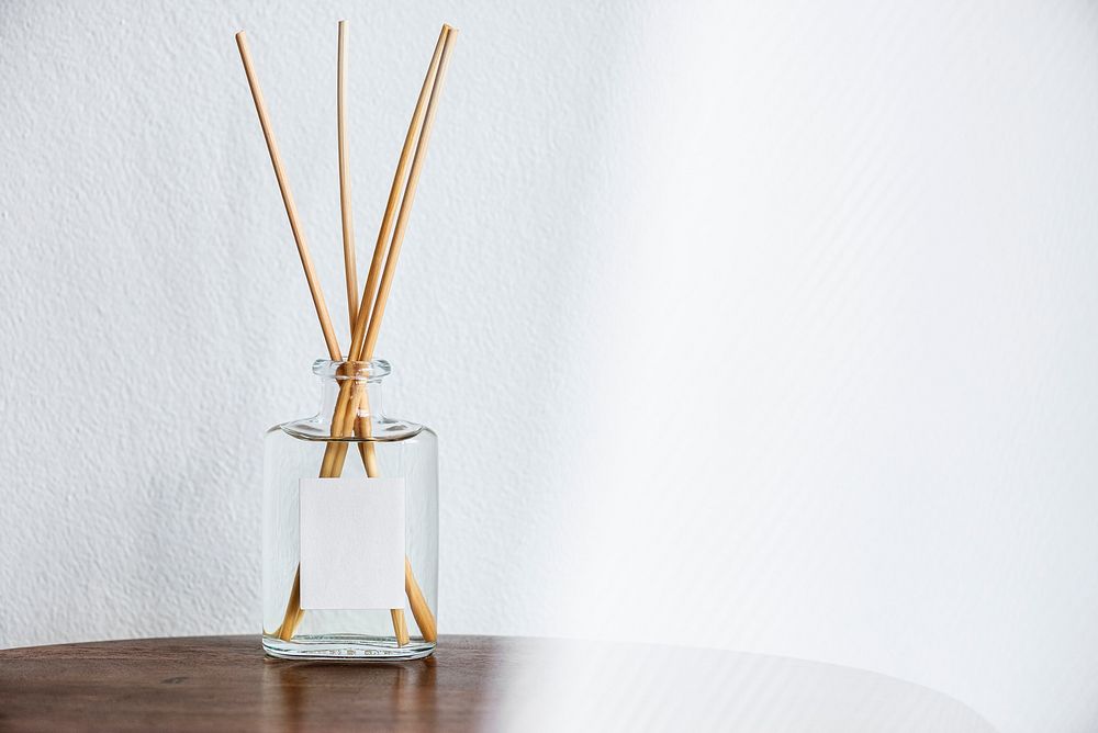 Aroma reeds diffuser on a wooden table