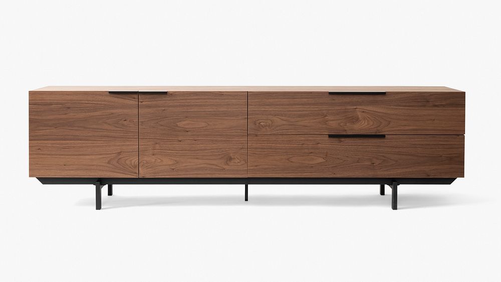 Industrial TV cabinet mockup psd wooden furniture