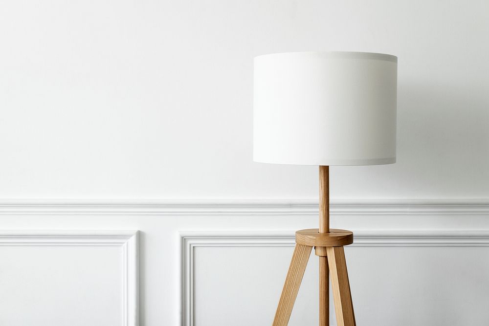 White lamp on a white wall minimal interior design