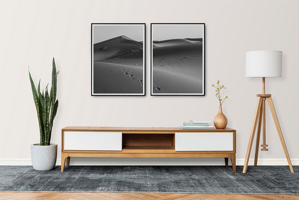 Picture frame mockup psd in a living room