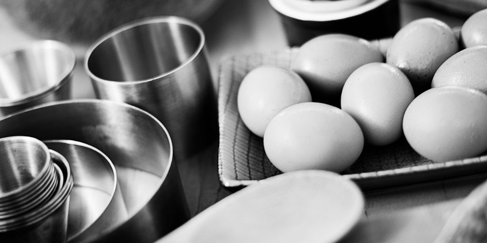 Close up of eggs and kitchen stuff