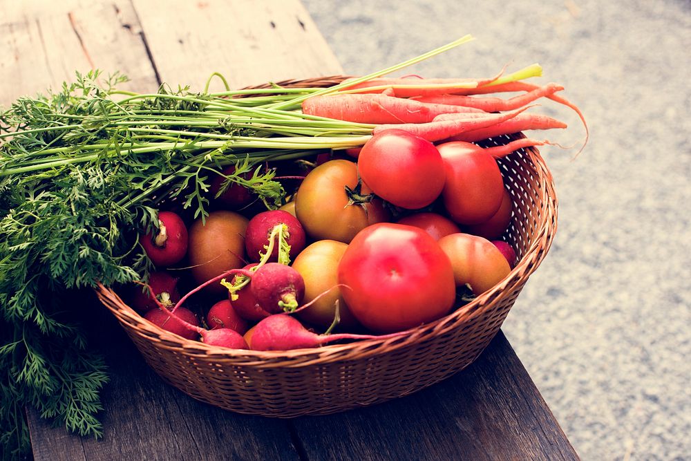 Fresh radish produce in a basket Photo rawpixel