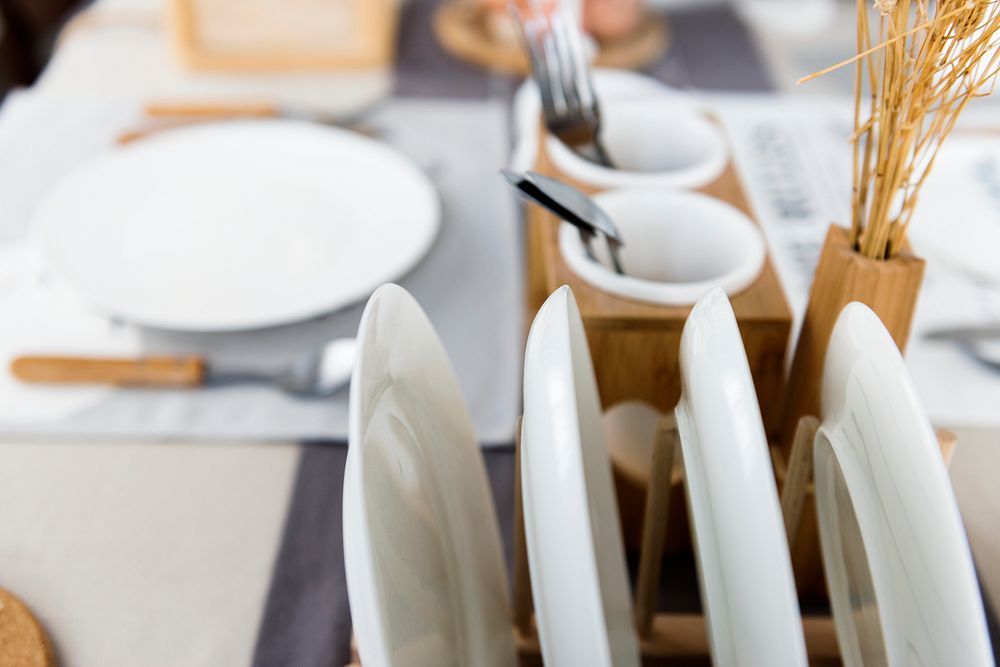 White and Earth Tone Tableware on a Table 