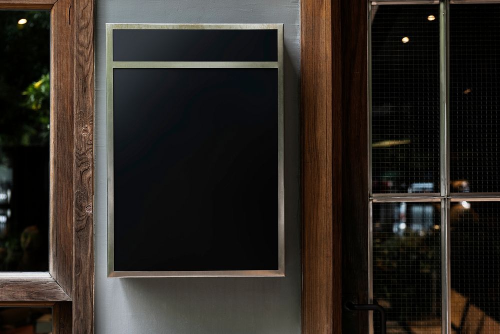 Black modern sign, restaurant business branding 