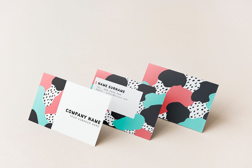 Colorful business cards mockup design