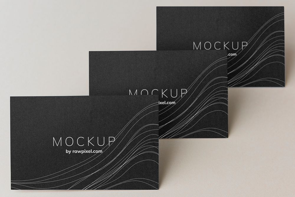 Set of black business card design mockup
