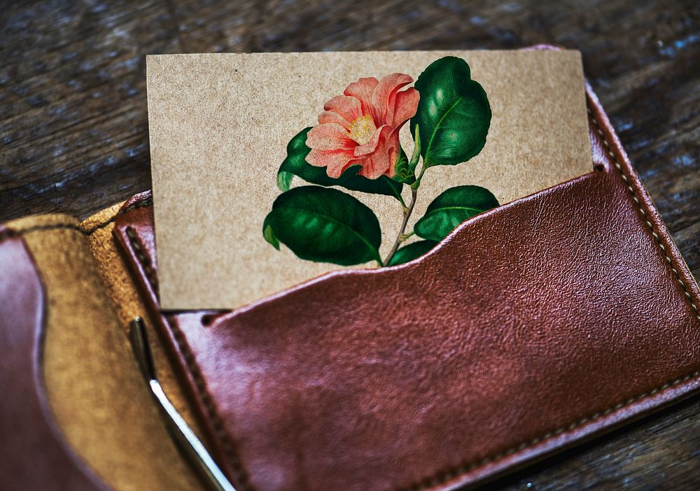 Calling card mockup in a wallet